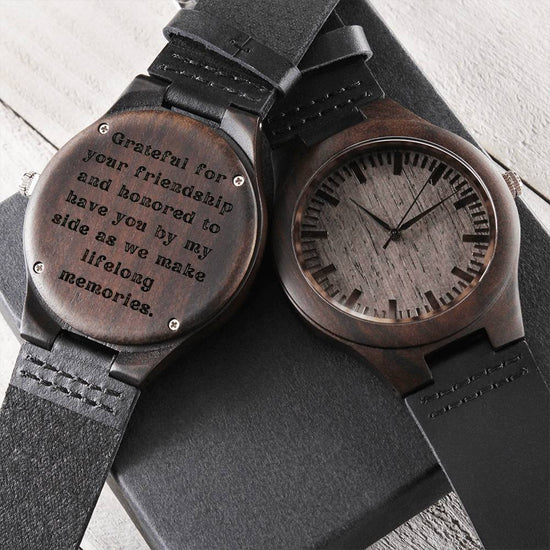 Standard Box / Grateful for your friendship Groomsmen Wooden Watch