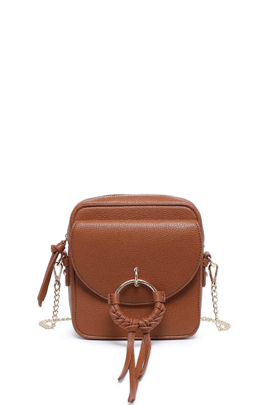 Tan Vegan Leather Crossbody Bag with Adjustable Strap