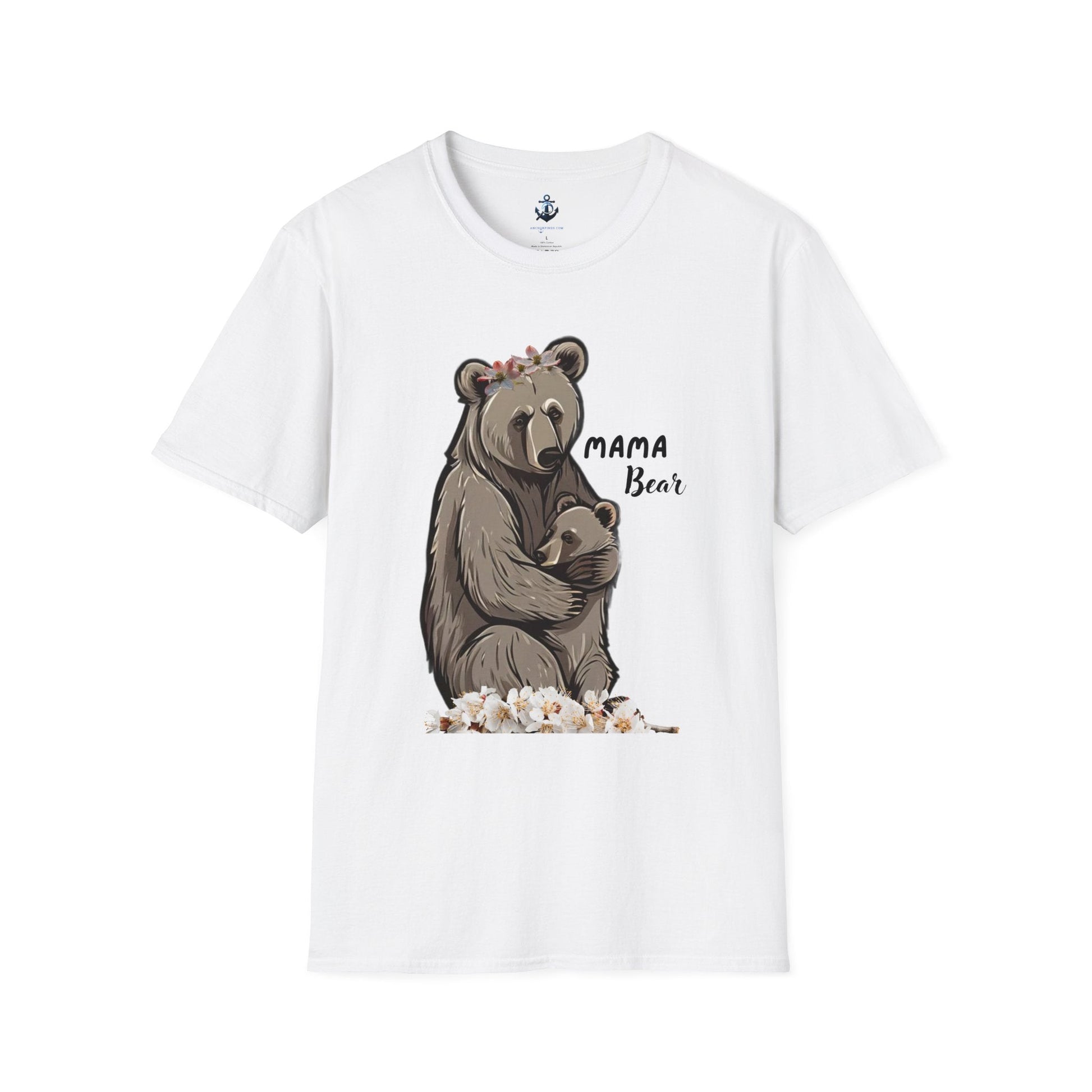 White / S Mama Bear Unisex Softstyle T-Shirt: Comfort and Style for Every Occasion