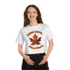 White / XS Golden Leaves, Warm Hearts Champion Women's Heritage Cropped T-Shirt