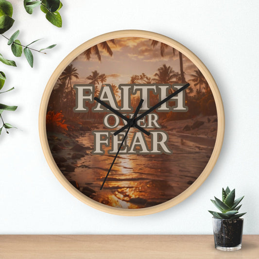 Wooden / Black / 10" Faith Over Fear Wall Clock