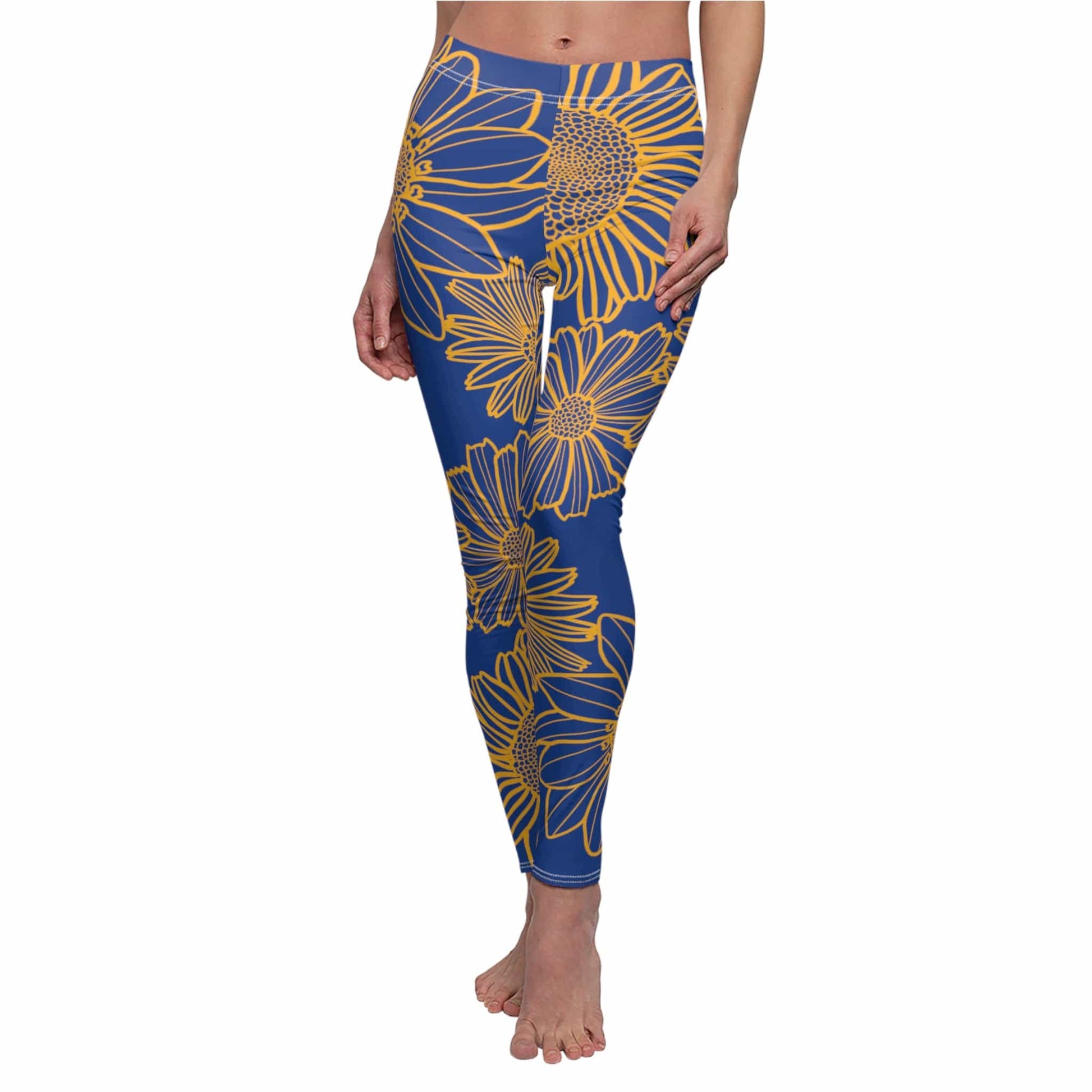 XL / Blue Flower Casual Leggings