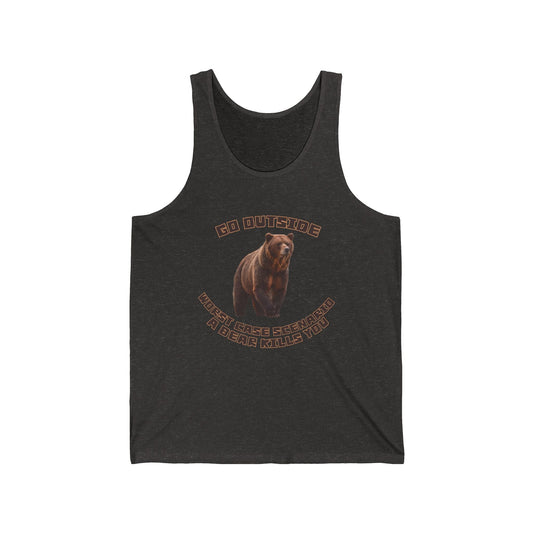 XS / Charcoal Black TriBlend Go Outside Worst Case Scenario A Bear Kills You Unisex Jersey Tank