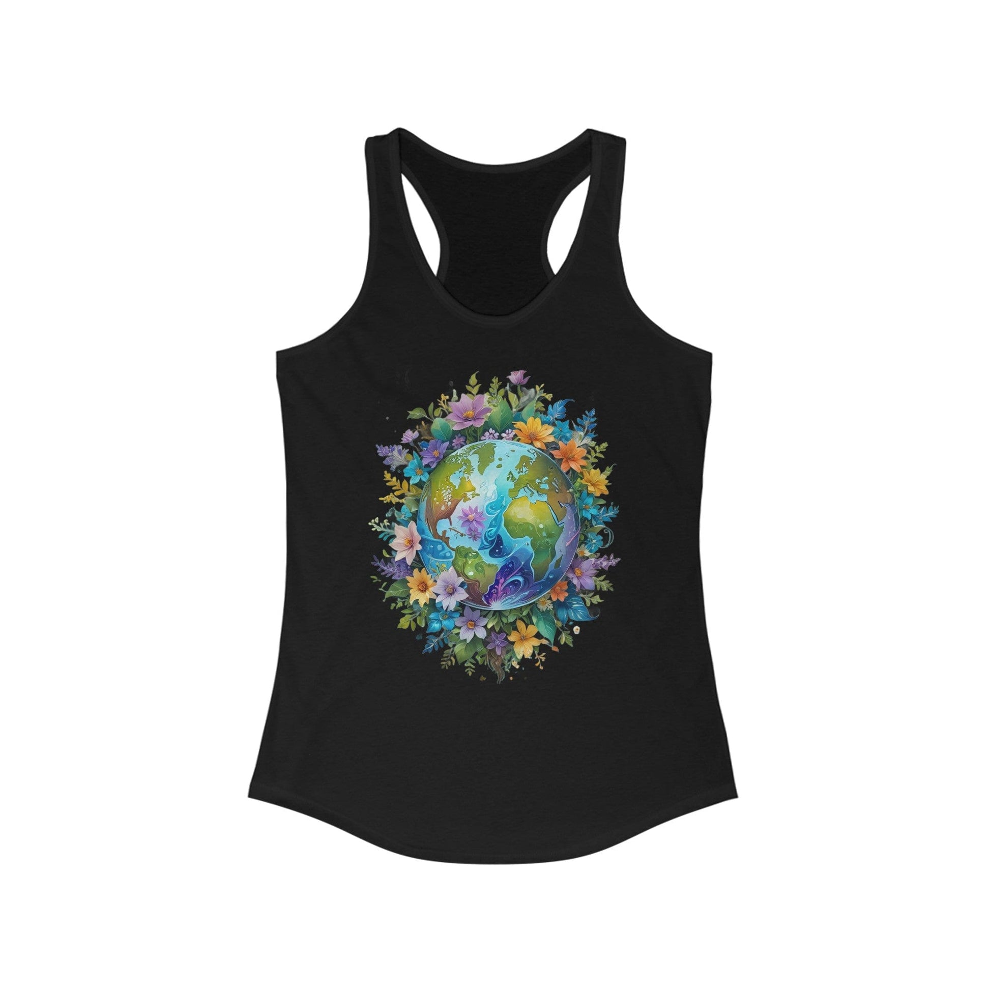 XS / Solid Black World Foliage Women's Ideal Racerback Tank: Lightweight Comfort with a Sporty Edge