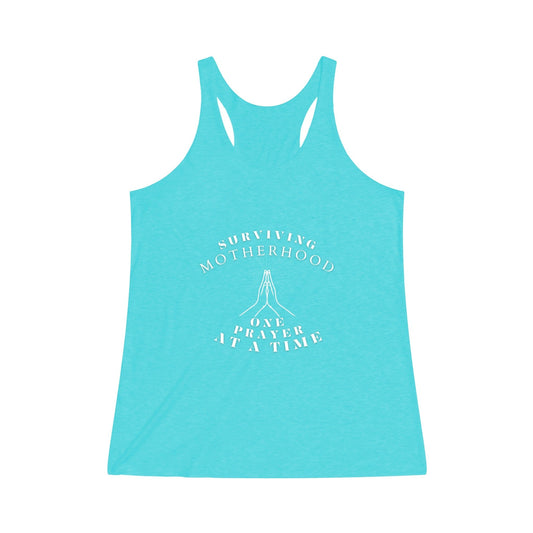 XS / Tri-Blend Tahiti Blue Surviving Motherhood One Prayer Women's Tri-Blend Racerback Tank