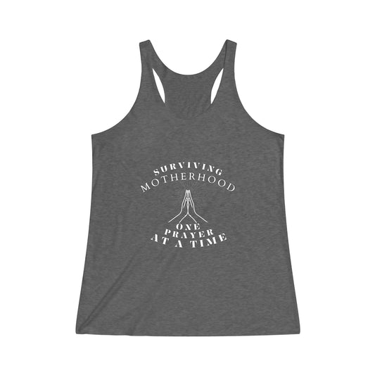 XS / Tri-Blend Vintage Black Surviving Motherhood One Prayer Women's Tri-Blend Racerback Tank